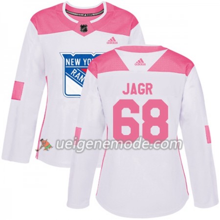 Dame Eishockey New York Rangers Trikot Jaromir Jagr 68 Adidas 2017-2018 Weiß Pink Fashion Authentic